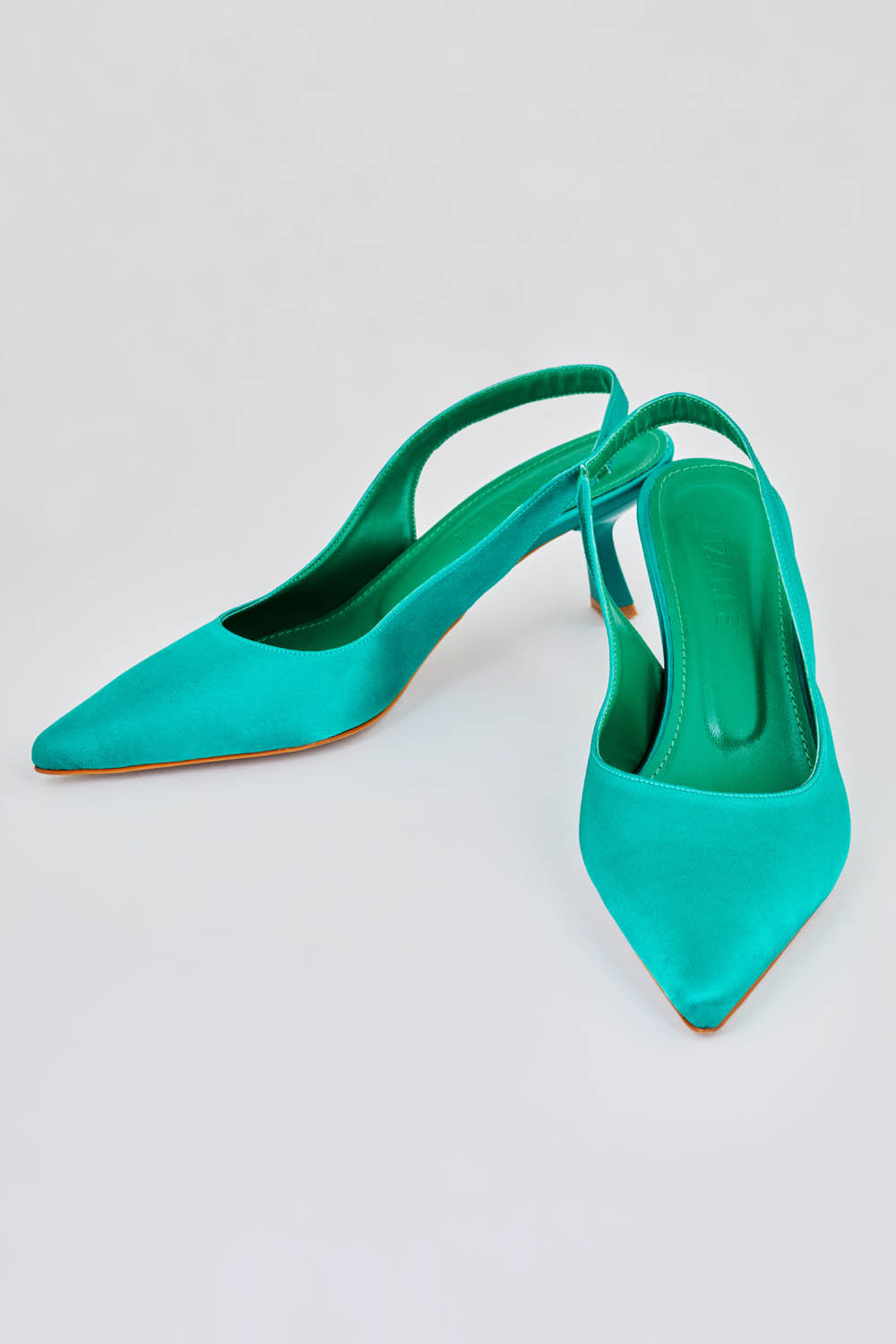 Mizalle Arkası Açık Yeşil Saten Stiletto