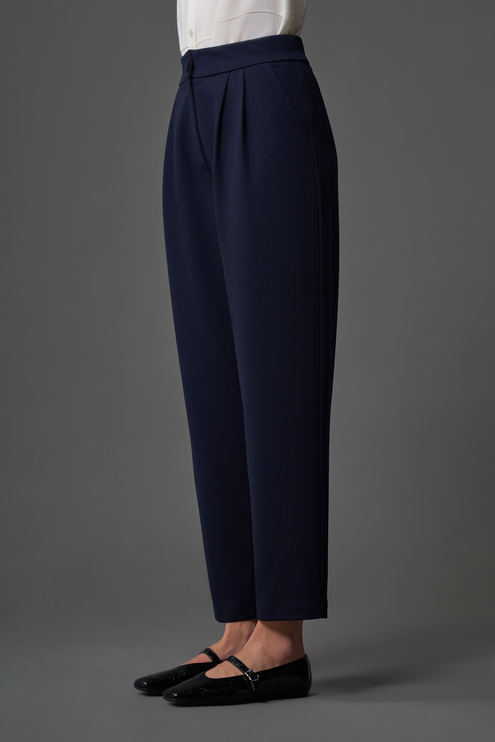 Mizalle Çift Pile Basic Lacivert Günlük Kumaş Pantolon