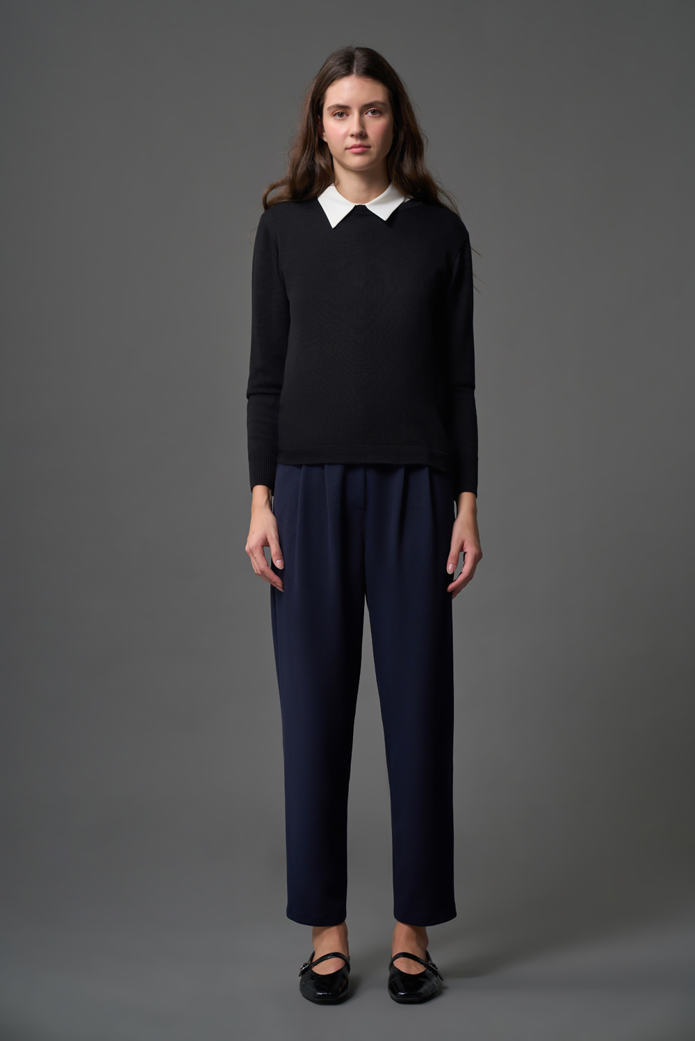 Mizalle Çift Pile Basic Lacivert Günlük Kumaş Pantolon