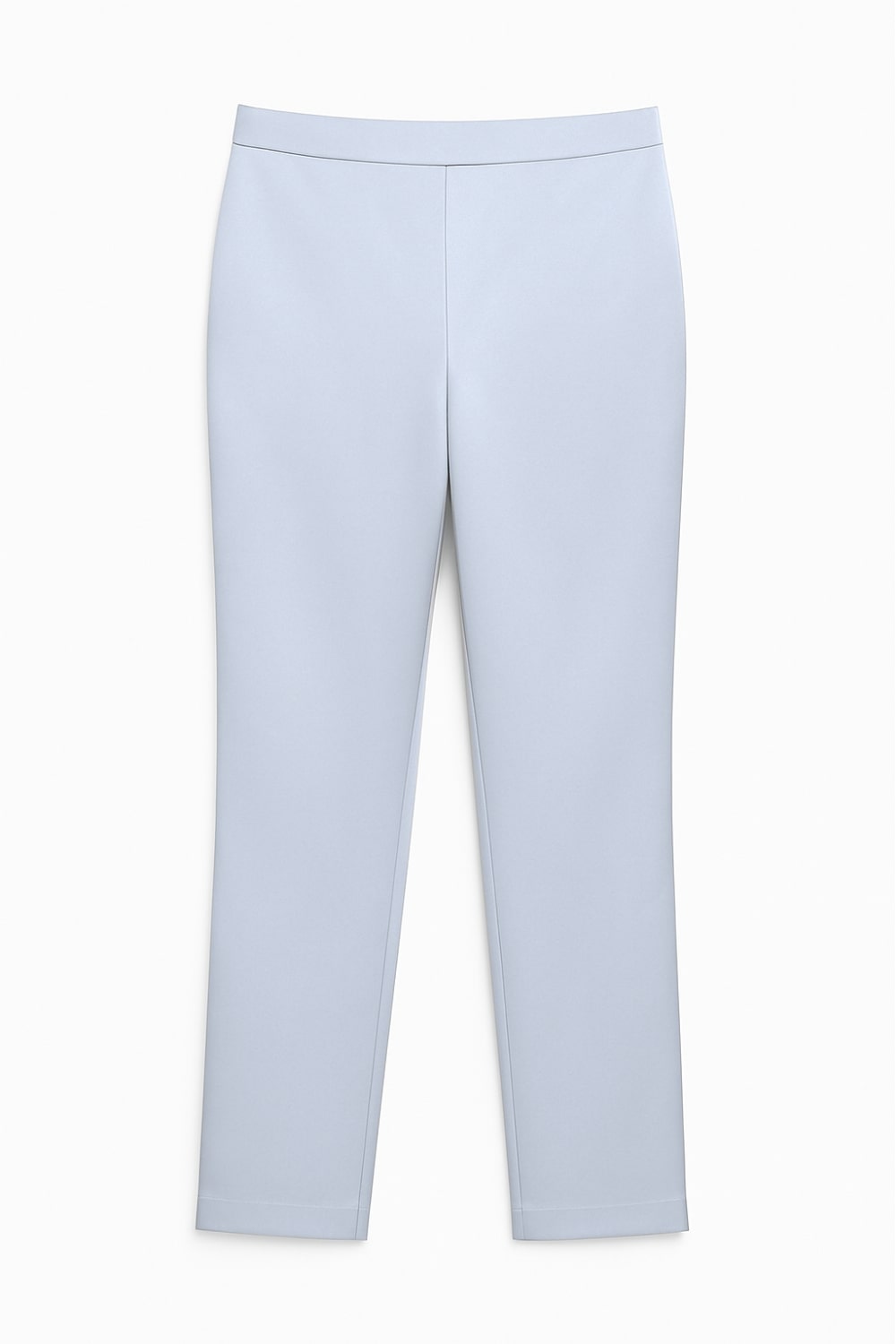 Mizalle Beli Lastikli Dar Paça Gri Saten Pantolon