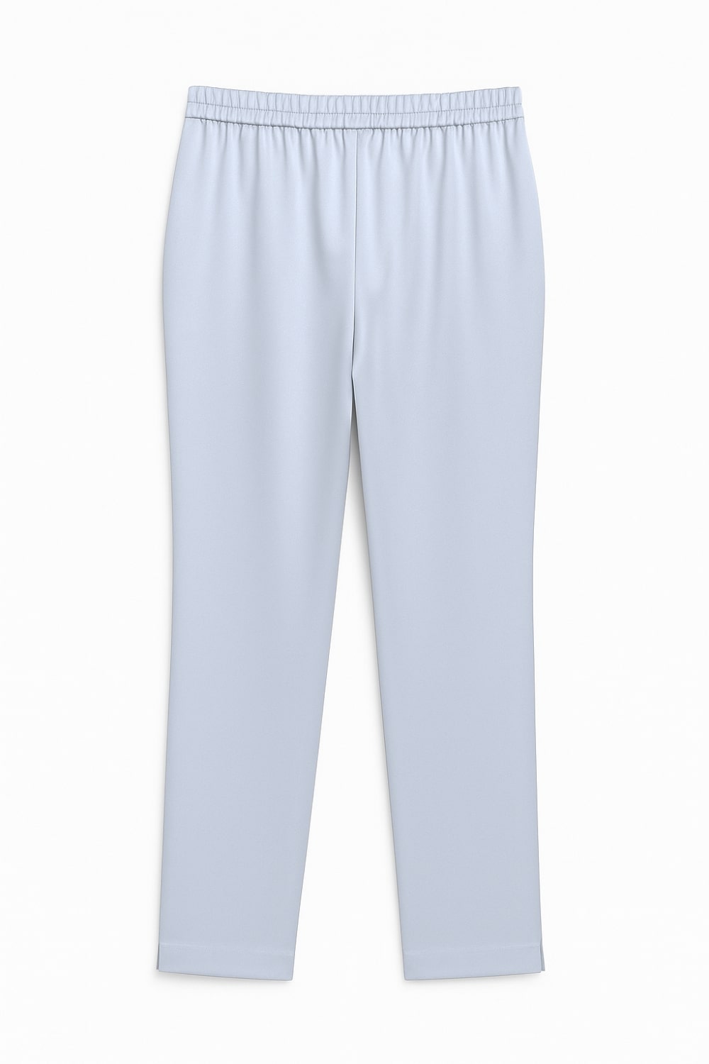 Mizalle Beli Lastikli Dar Paça Gri Saten Pantolon