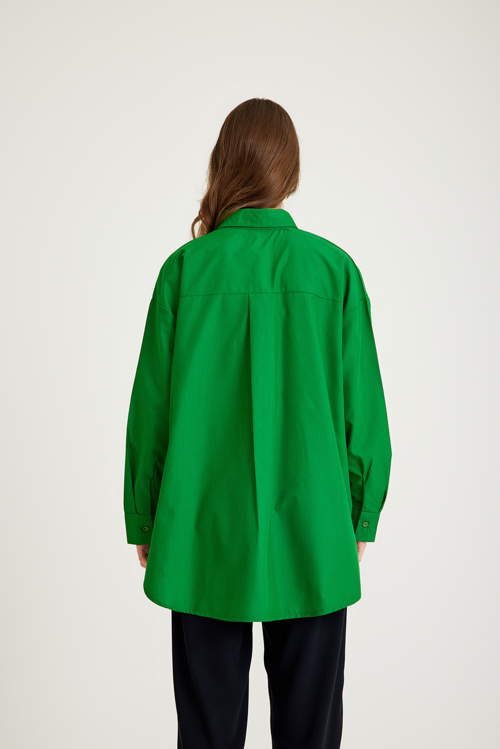 Mizalle Basic Oversize Pamuklu Yeşil Gömlek