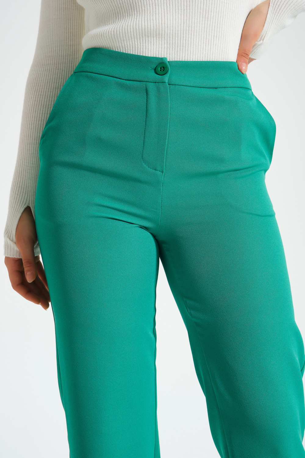 Mizalle Basic Yeşil Klasik Kumaş Pantolon