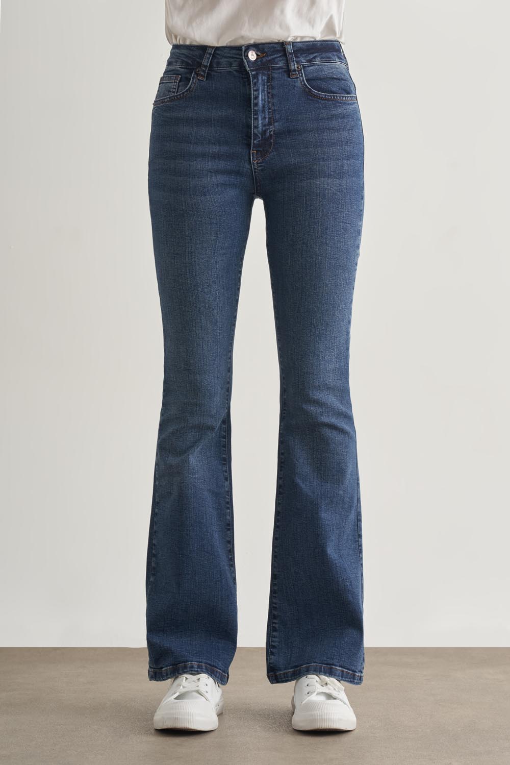 Mizalle Skinny Fit Flare Paça Koyu Mavi Denim Pantolon