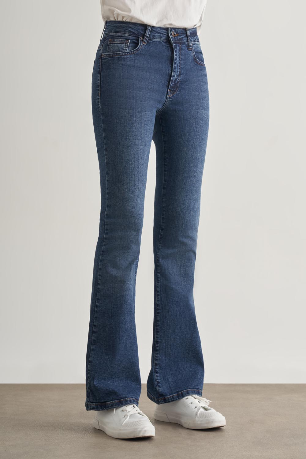 Mizalle Skinny Fit Flare Paça Koyu Mavi Denim Pantolon