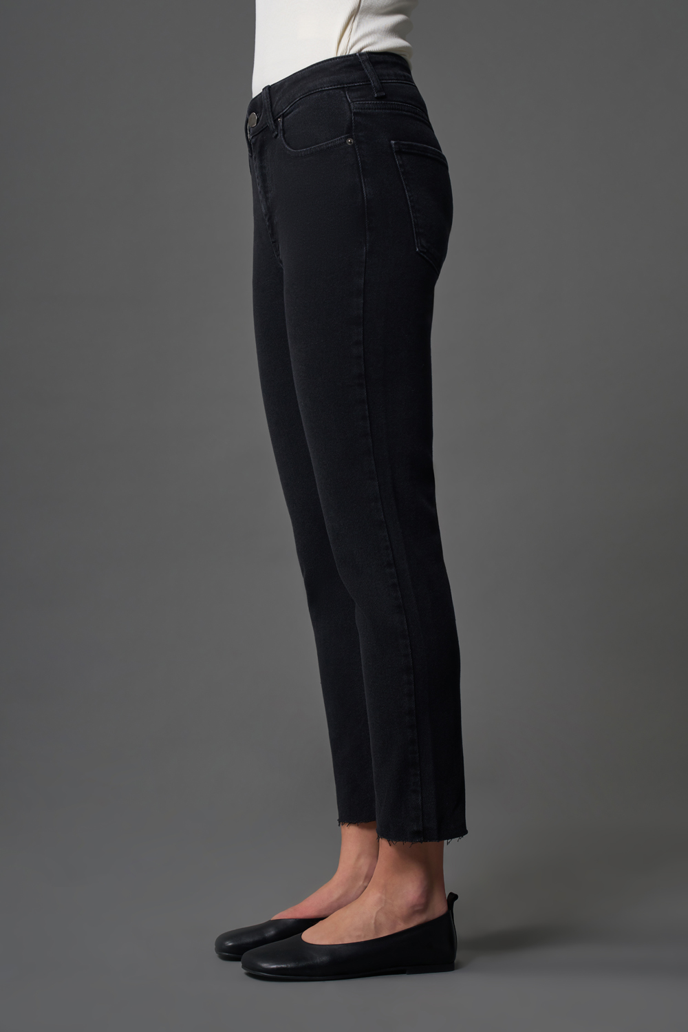 Mizalle Dar Kesim Kesik Paçalı Mom Fit Antrasit Denim Pantolon