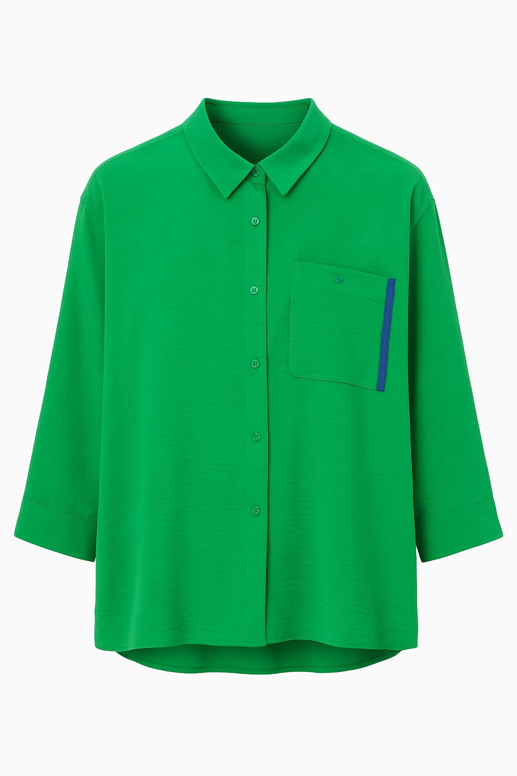 Mizalle Keten Görünümlü Oversize Cepli Uzun yeşil Tunik
