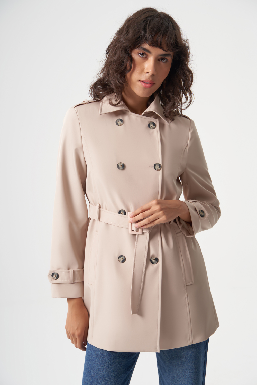 Mizalle Taş Rengi Premium Mac Trençkot 
