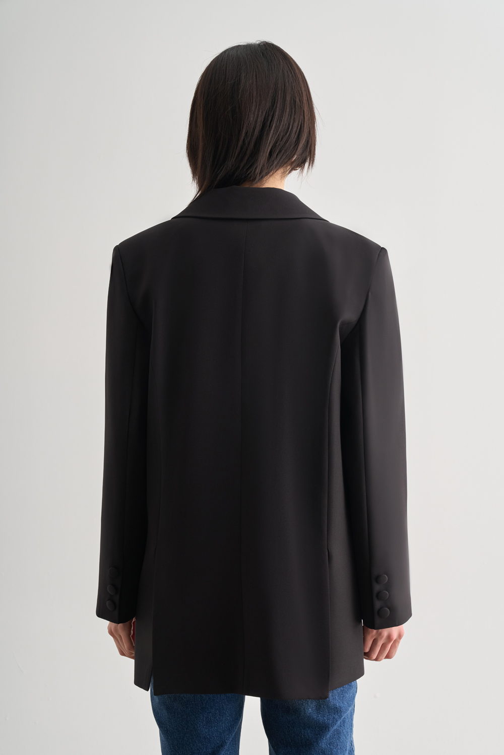 Mizalle Oversize Çift Yırtmaçlı Siyah Blazer Ceket