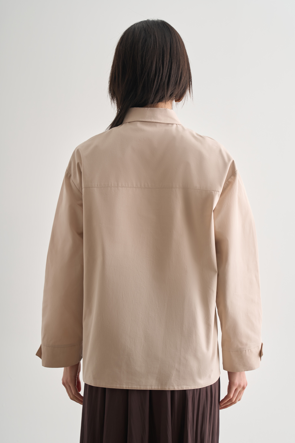 Mizalle Premium Saf Pamuk Oversize Bej Rengi Ceket Gömlek