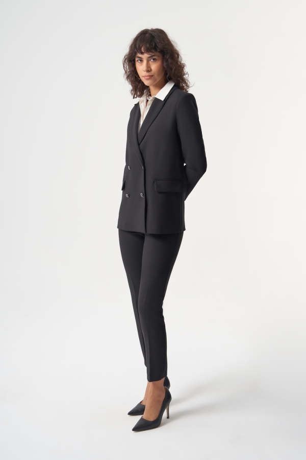 MZL Siyah Oversize Kruvaze Blazer Ceket 