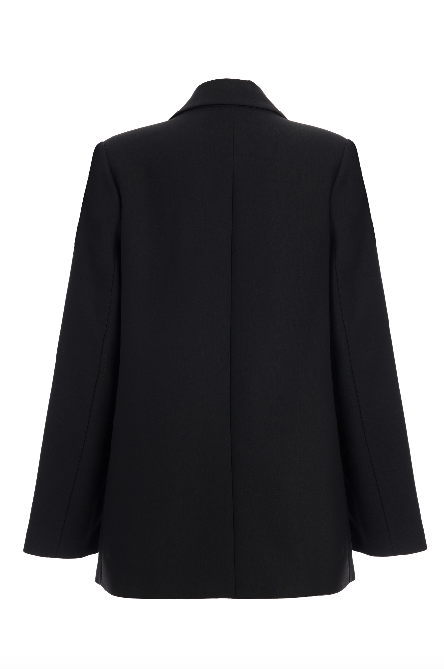 MZL Siyah Oversize Kruvaze Blazer Ceket 