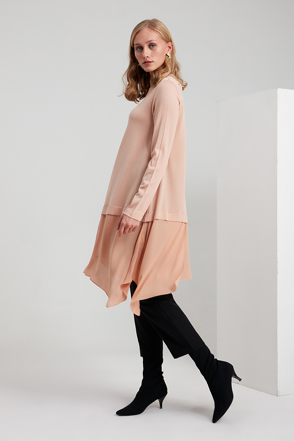 Şifon Garnili Rayon Bej Tunik